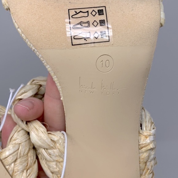 Nicole Miller Woven Straw Block Heeled Square Toe Sandals    NWOT - Picture 8 of 16